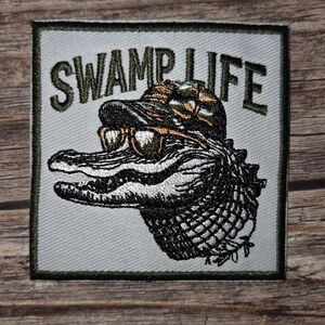 Swamp Life Gator Alligator Reptile Florida Louisiana Redneck Iron On Patch